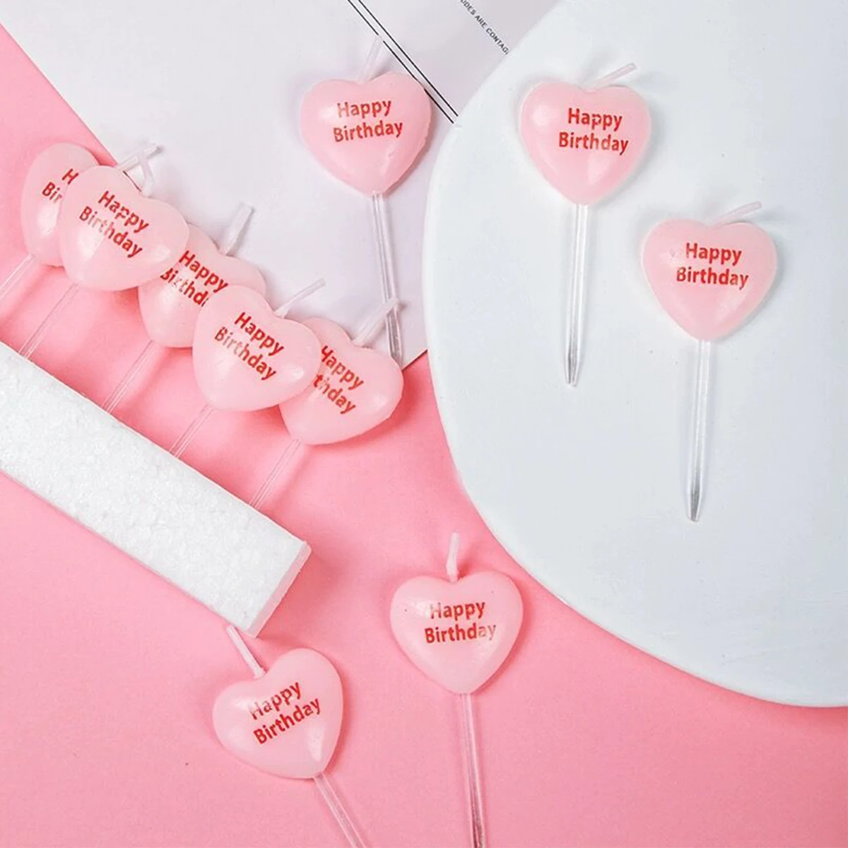 5pcs Cute Heart Shaped Birthda - Zebra Candle Supplies 评论和价格