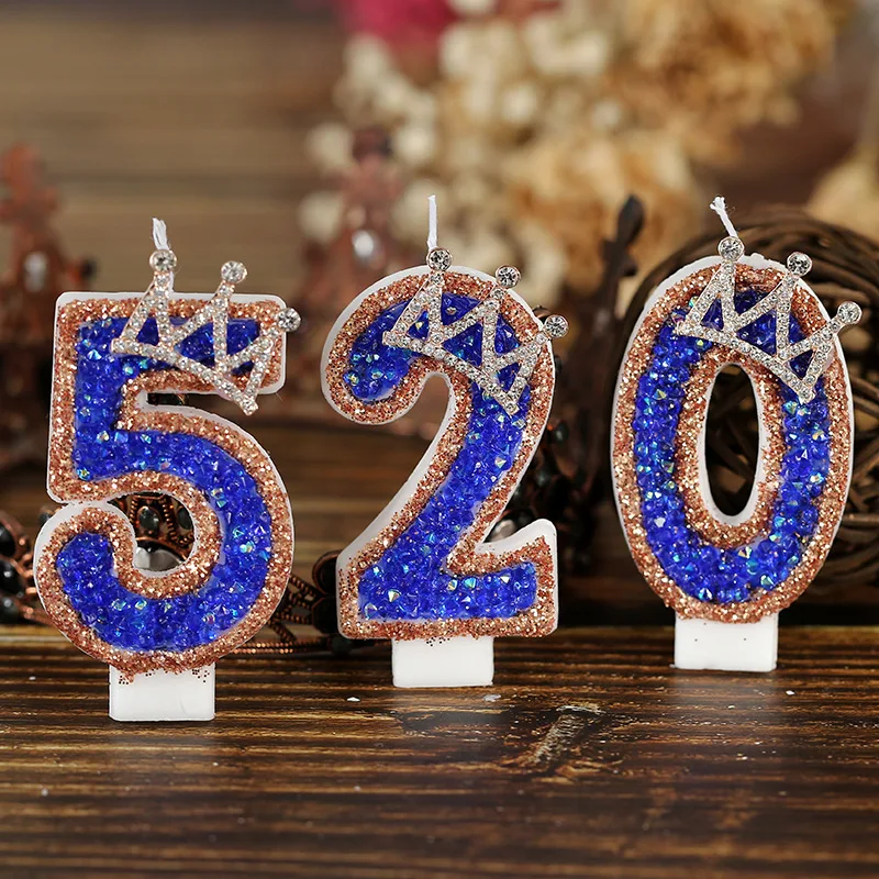 Blue Crown Sparkle Number Birt - Luxury Candle Supplies Usa 评论和价格